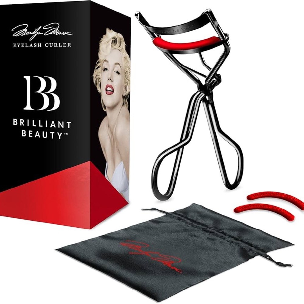 Marilyn Moroe Brilliant Beauty black eyelash curler with pads & carry pouch